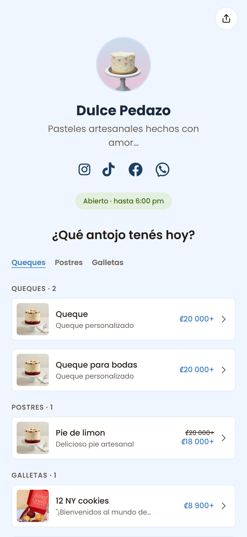 Formulario público con la paleta Cielo