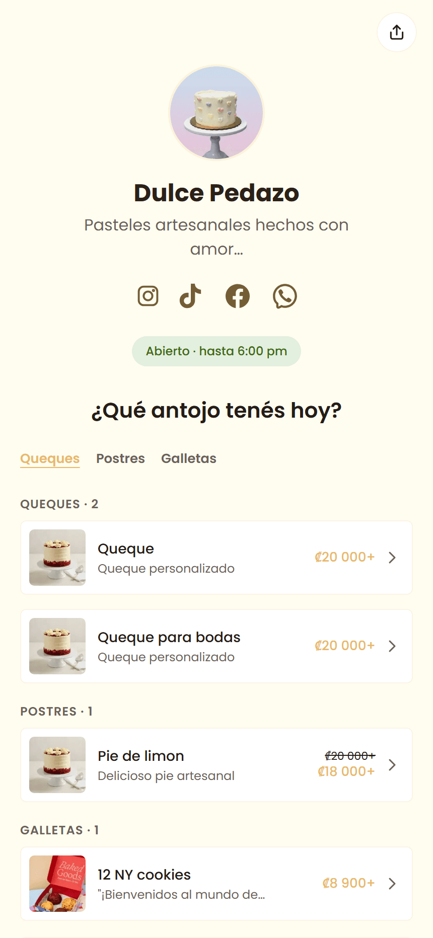 Formulario público con la paleta Pan dorado
